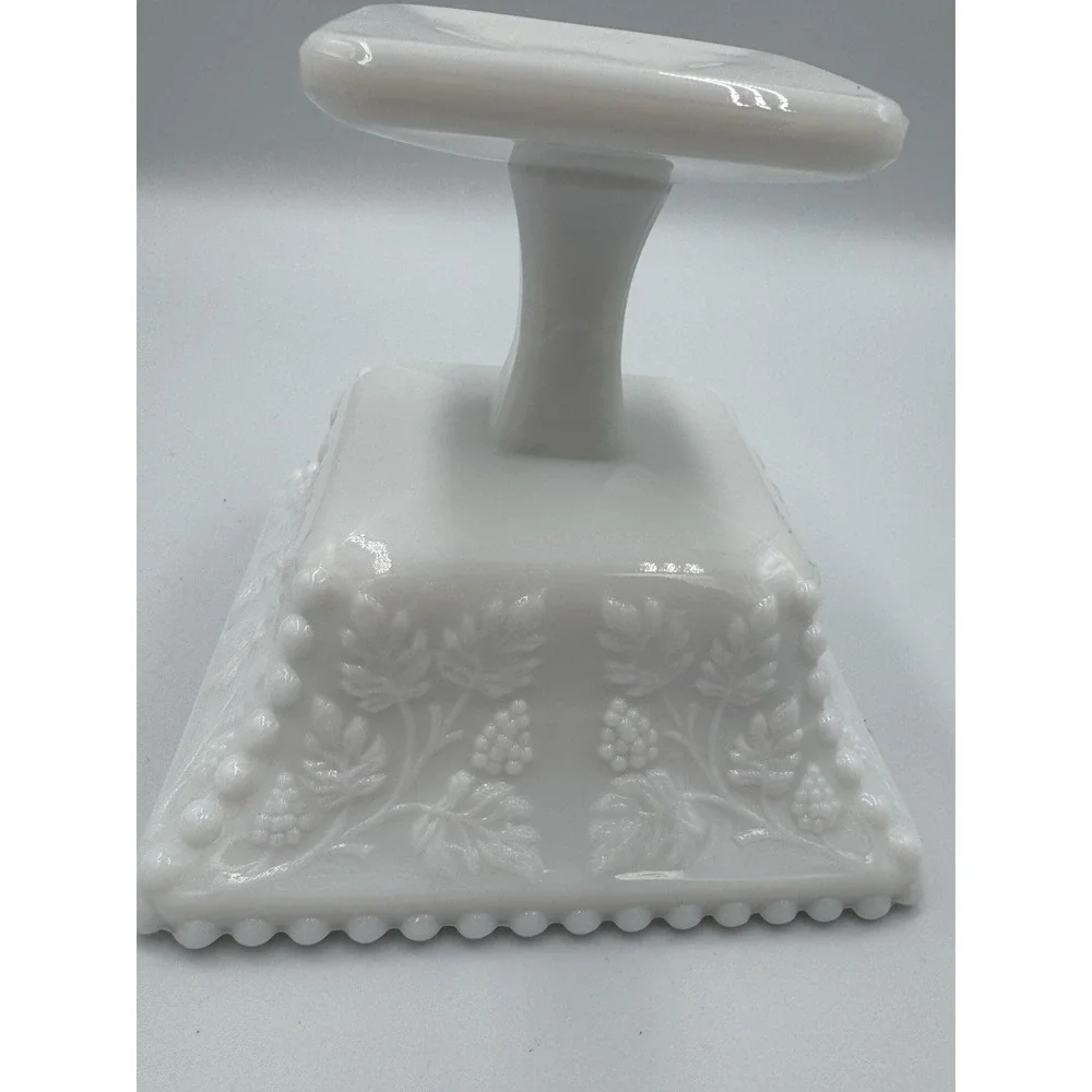 Westmoreland Milk Glass Dish‎ Lidded Compote Candy Wedding Box Panels Grapes